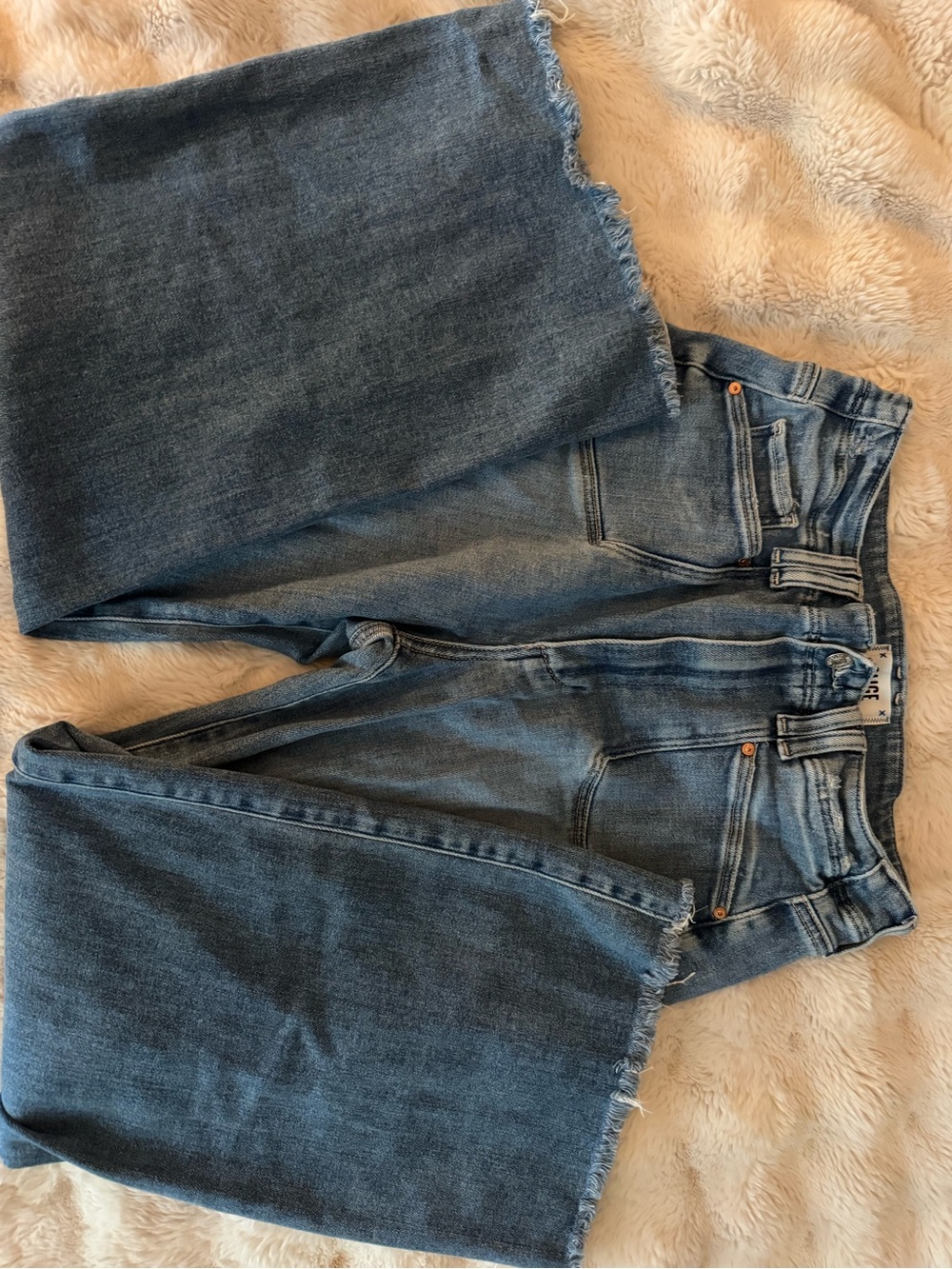 PAIGE Cropped Raw Hem Straight-Leg Jeans - Blue
